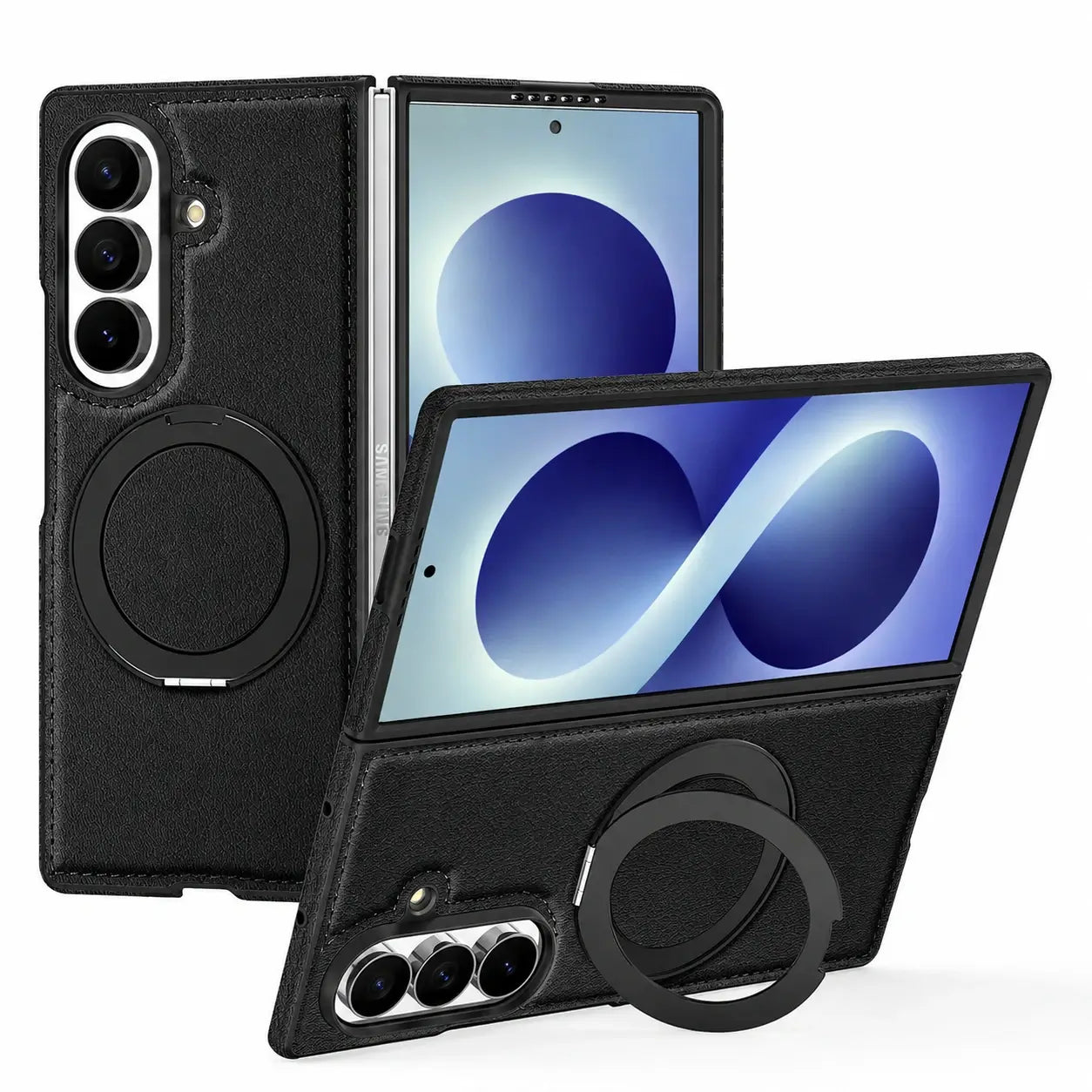 Leather Ring Stand Case For Galaxy Z Fold 8