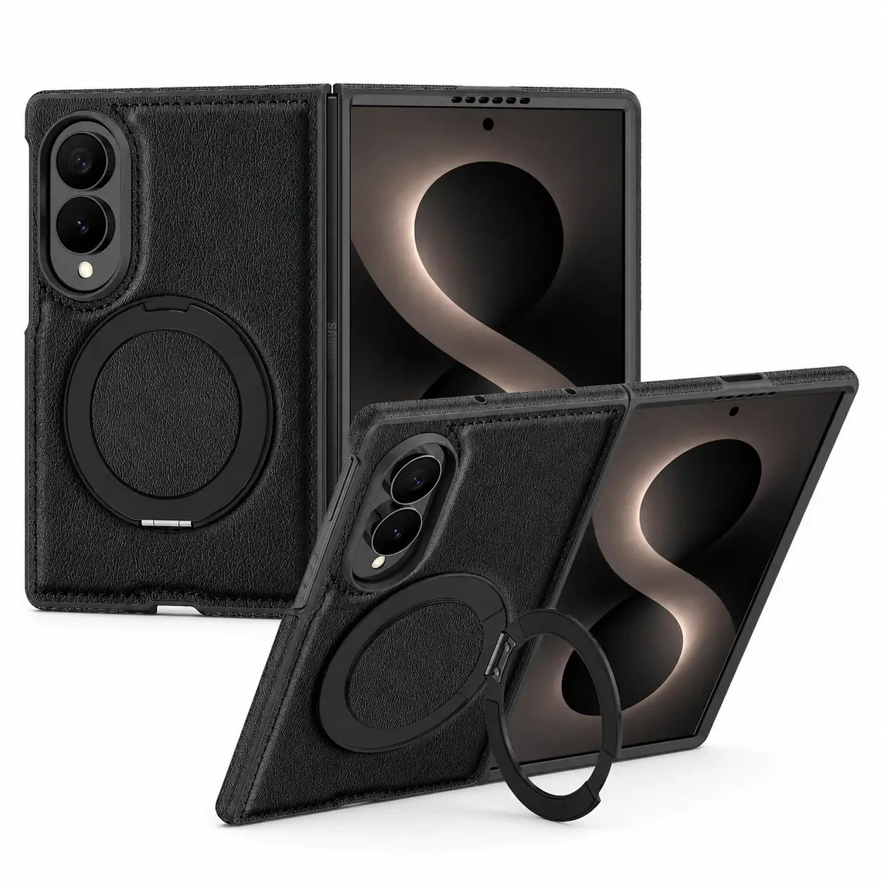 Leather Ring Stand Case For Galaxy Z Fold 8