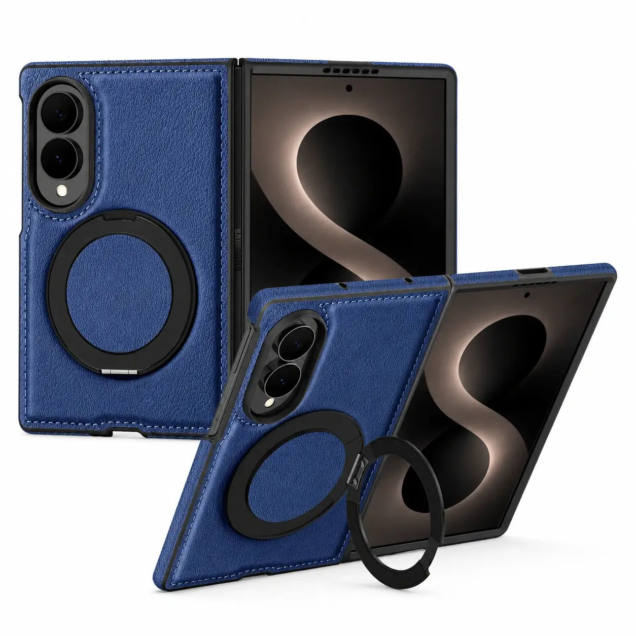 Leather Ring Stand Case For Galaxy Z Fold 8