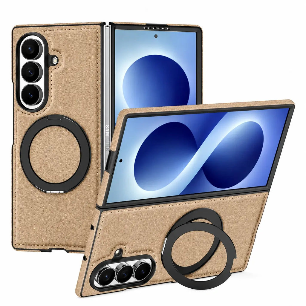 Leather Ring Stand Case For Galaxy Z Fold 8