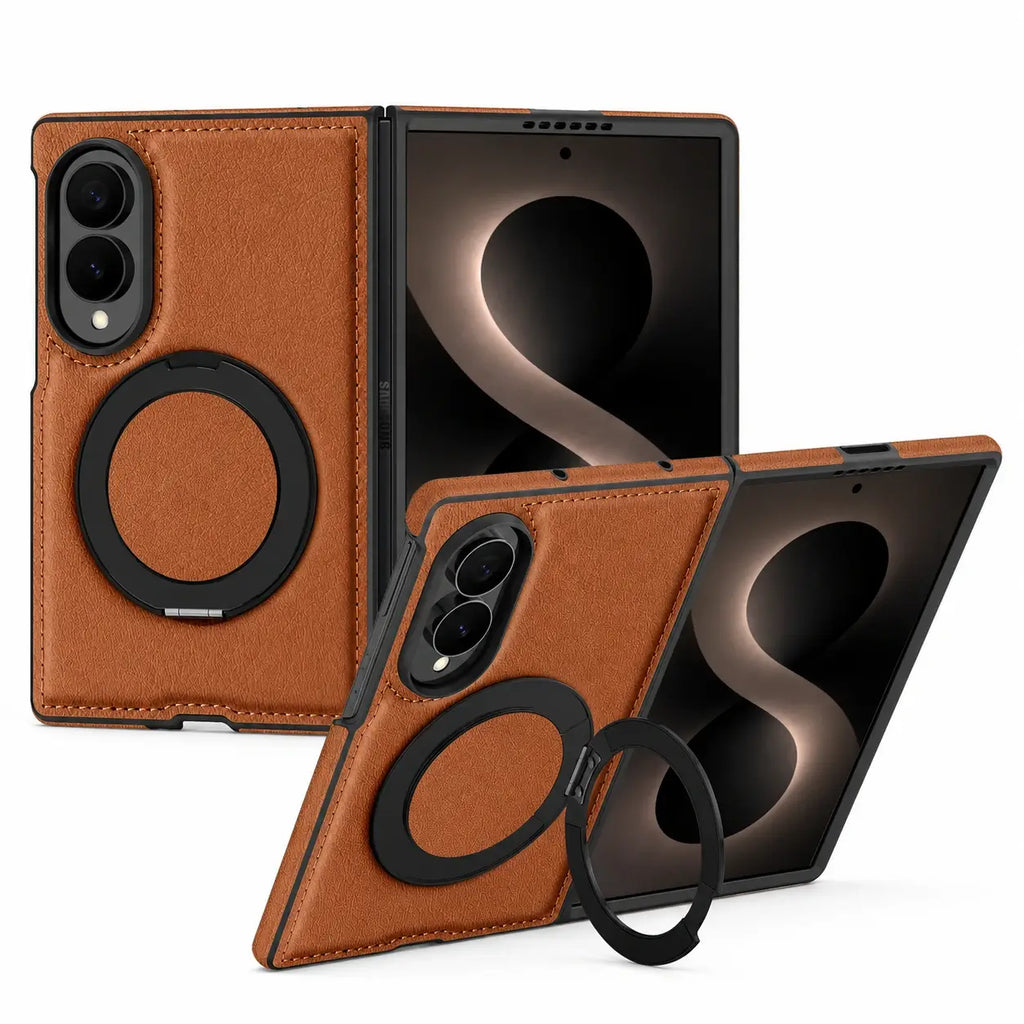 Leather Ring Stand Case For Galaxy Z Fold 8