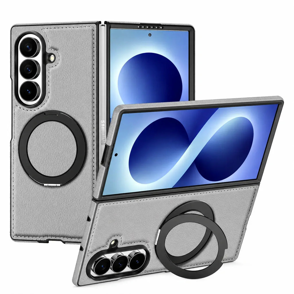 Leather Ring Stand Case For Galaxy Z Fold 8