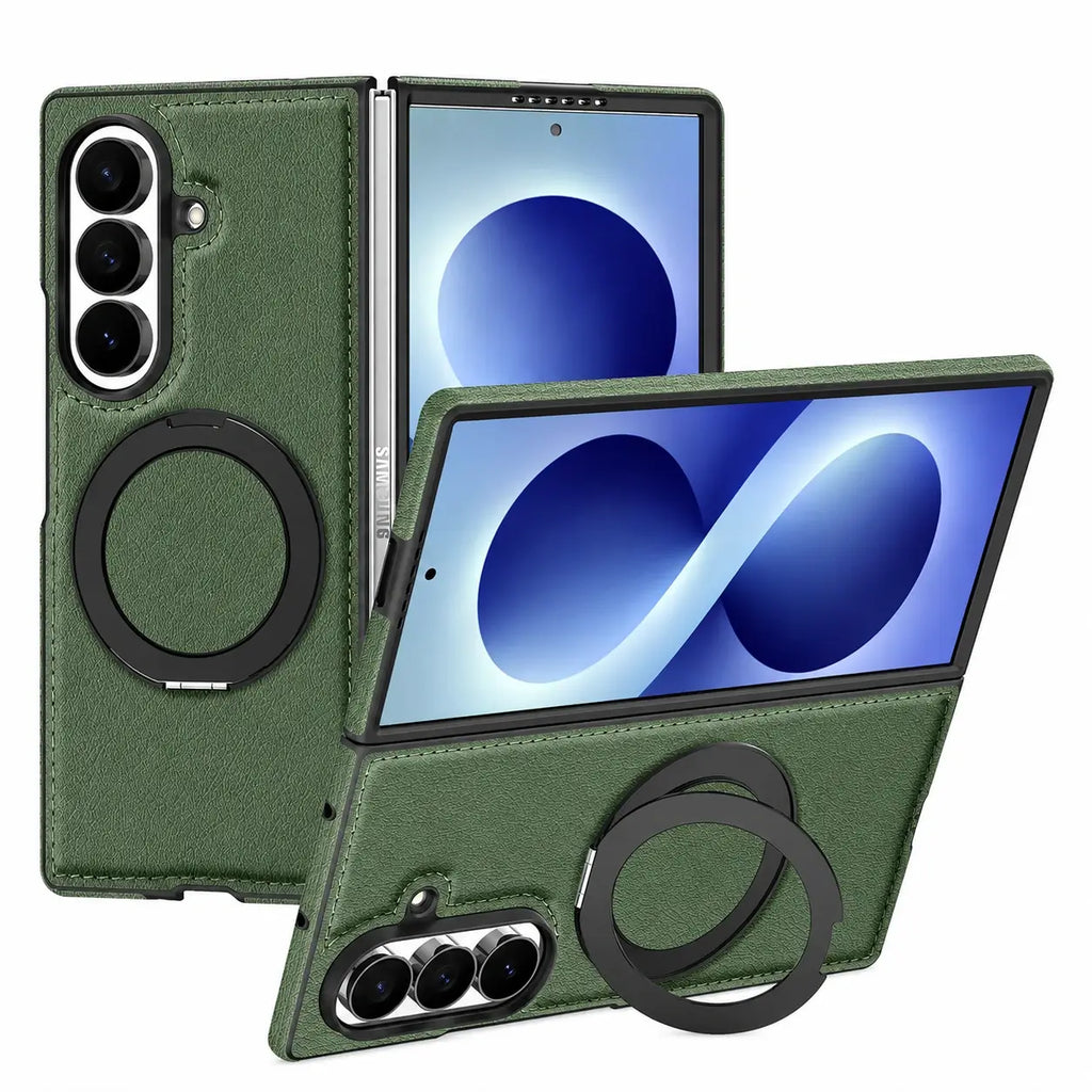 Leather Ring Stand Case For Galaxy Z Fold 8