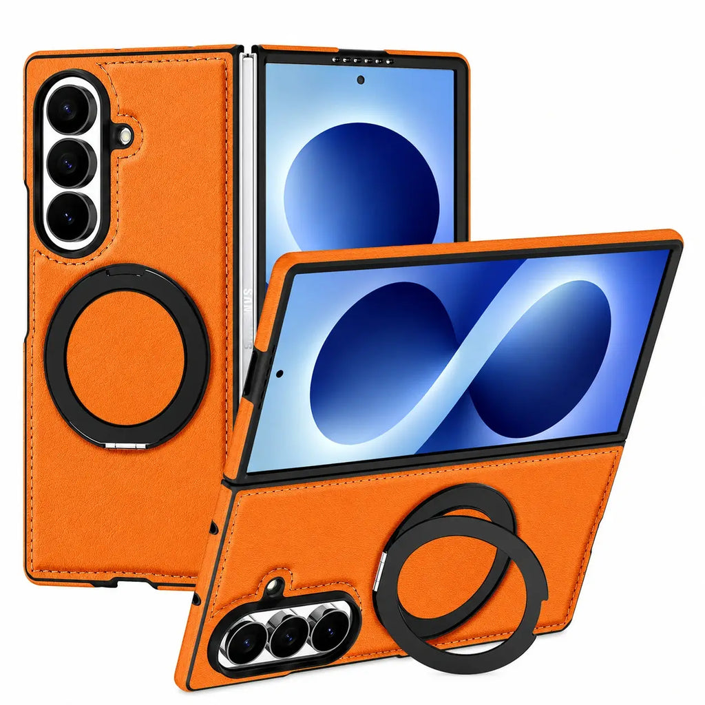 Leather Ring Stand Case For Galaxy Z Fold 8