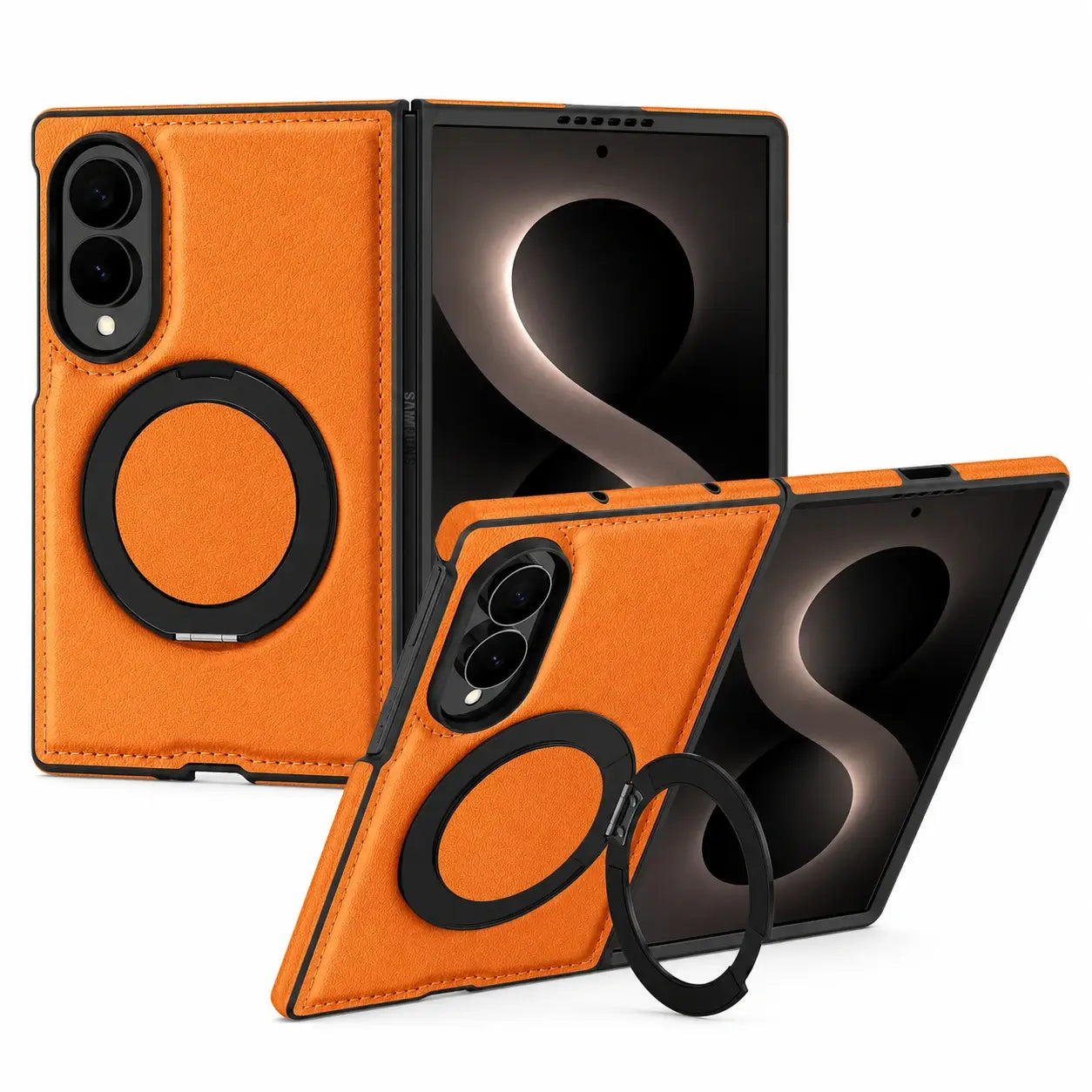 Leather Ring Stand Case For Galaxy Z Fold 8
