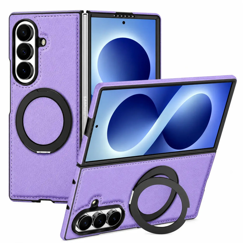 Leather Ring Stand Case For Galaxy Z Fold 8