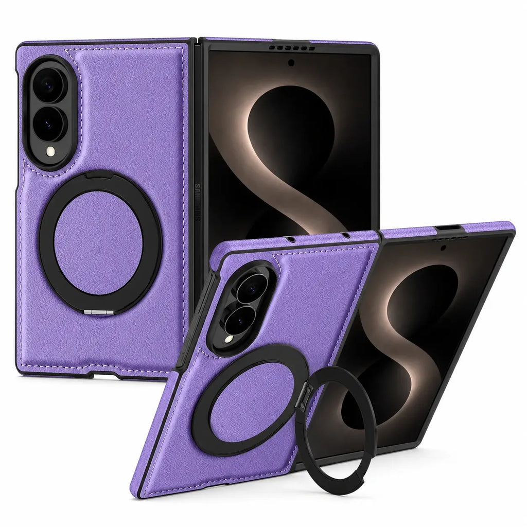 Leather Ring Stand Case For Galaxy Z Fold 8