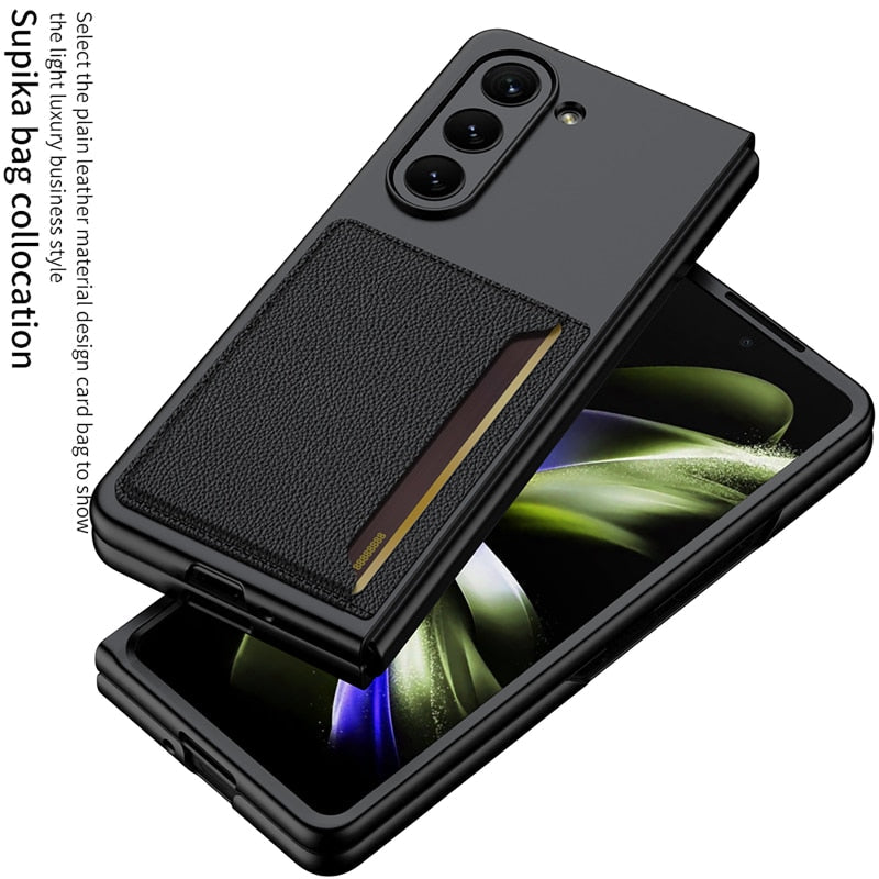 Luxury Leather Case with Card Slot For Galaxy Z Fold 5