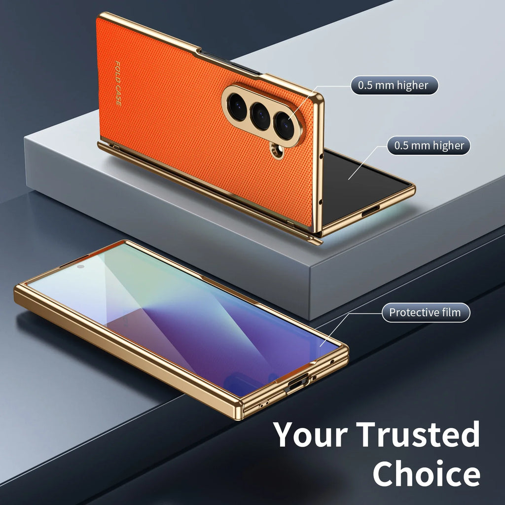 Elite Leather Armor Case With Hinge & Screen Protection For Galaxy Z Fold