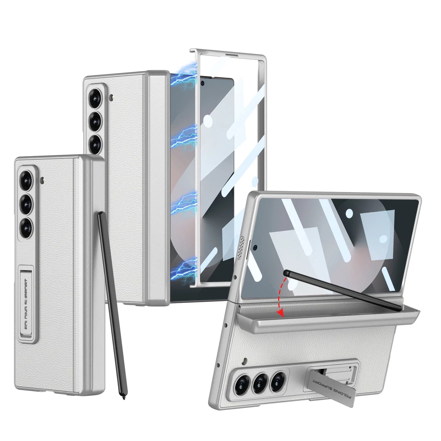 Leather Case with Hinge Protection & Pen Holder for Samsung Galaxy Z Fold 6