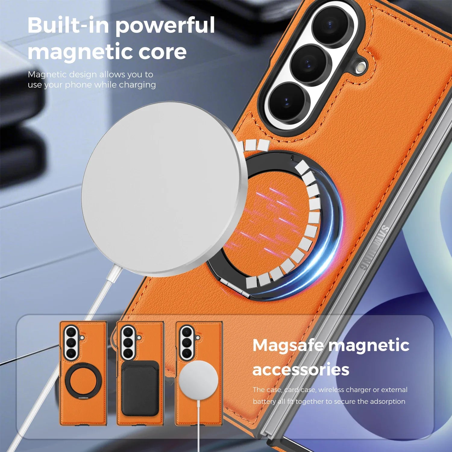 Leather Ring Stand Case For Galaxy Z Fold 8