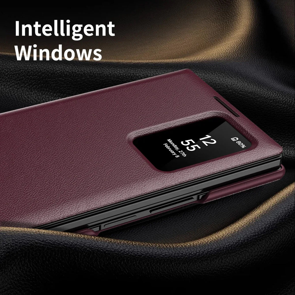 Leather Window Wallet Case For Galaxy Z TriFold