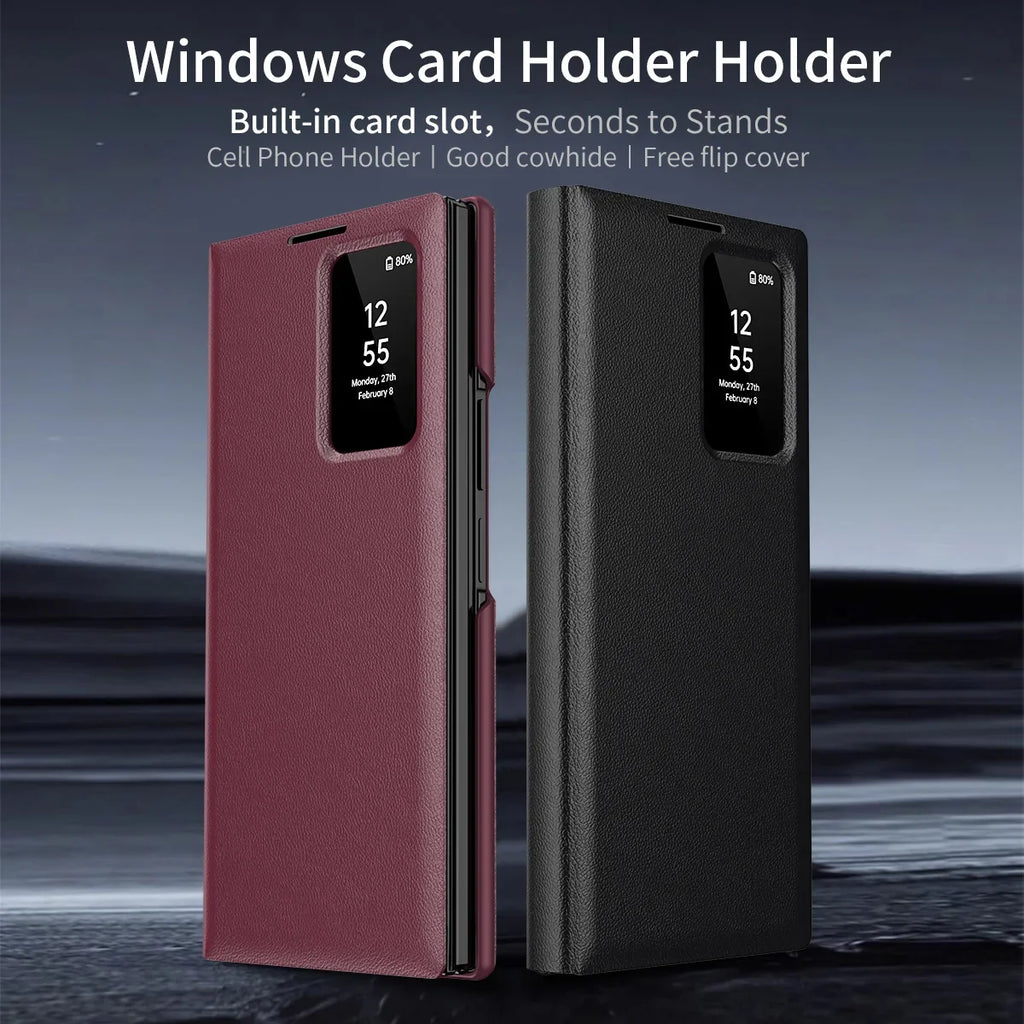 Leather Window Wallet Case For Galaxy Z TriFold