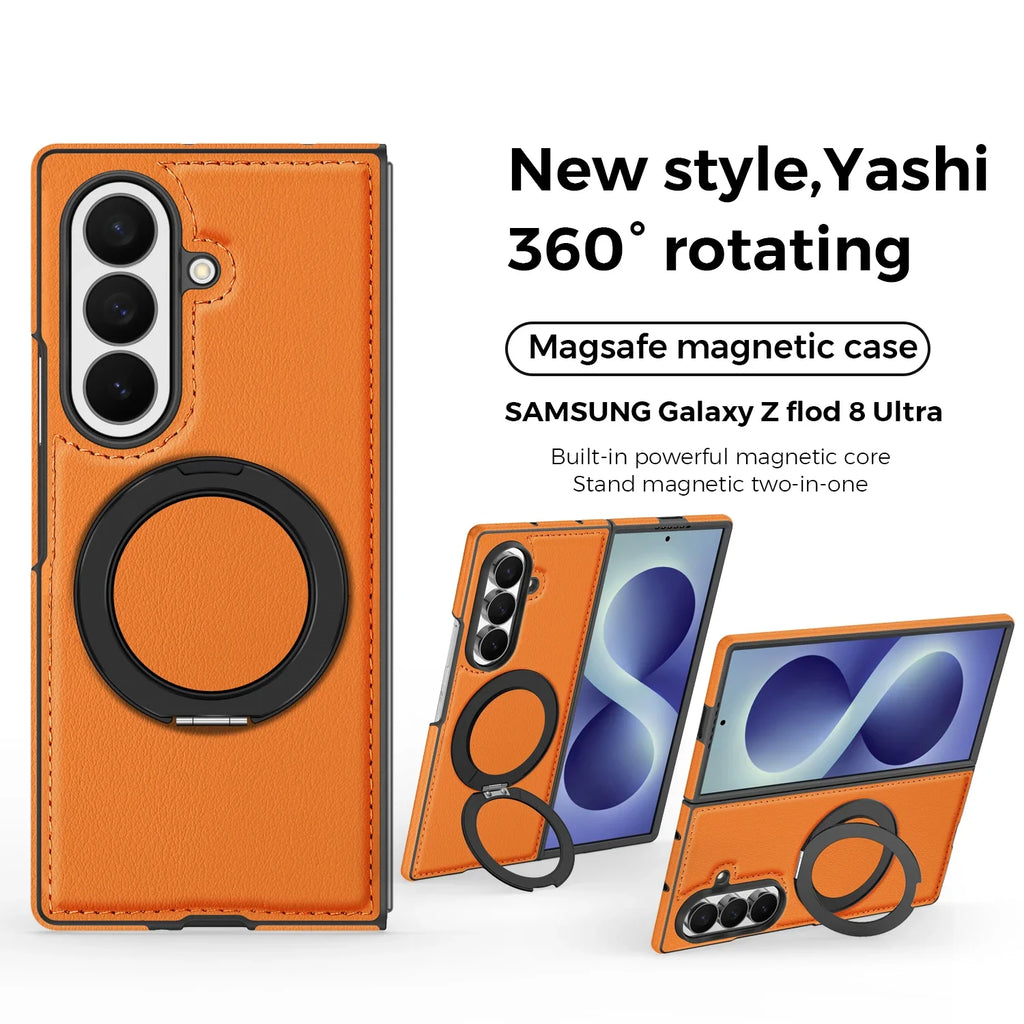 Leather Ring Stand Case For Galaxy Z Fold 8