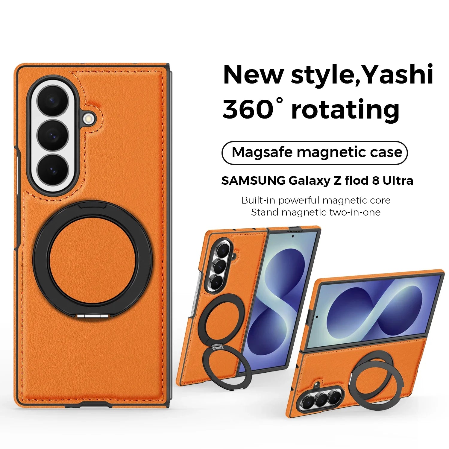 Leather Ring Stand Case For Galaxy Z Fold 8