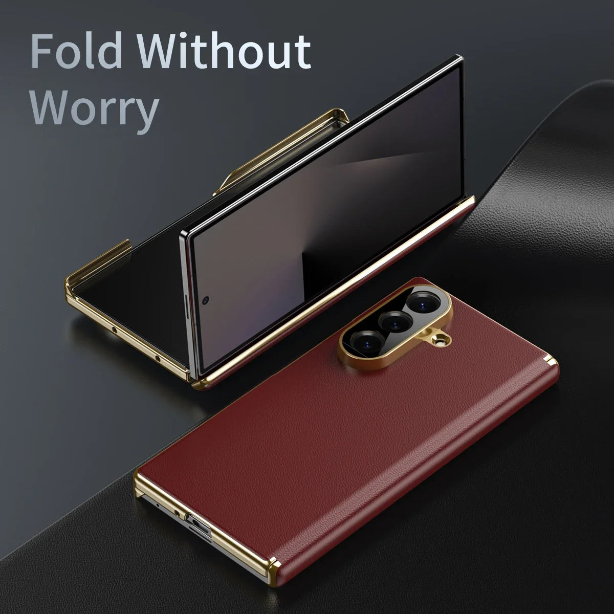 Leather Case with Hinge Protection for Galaxy Z Fold