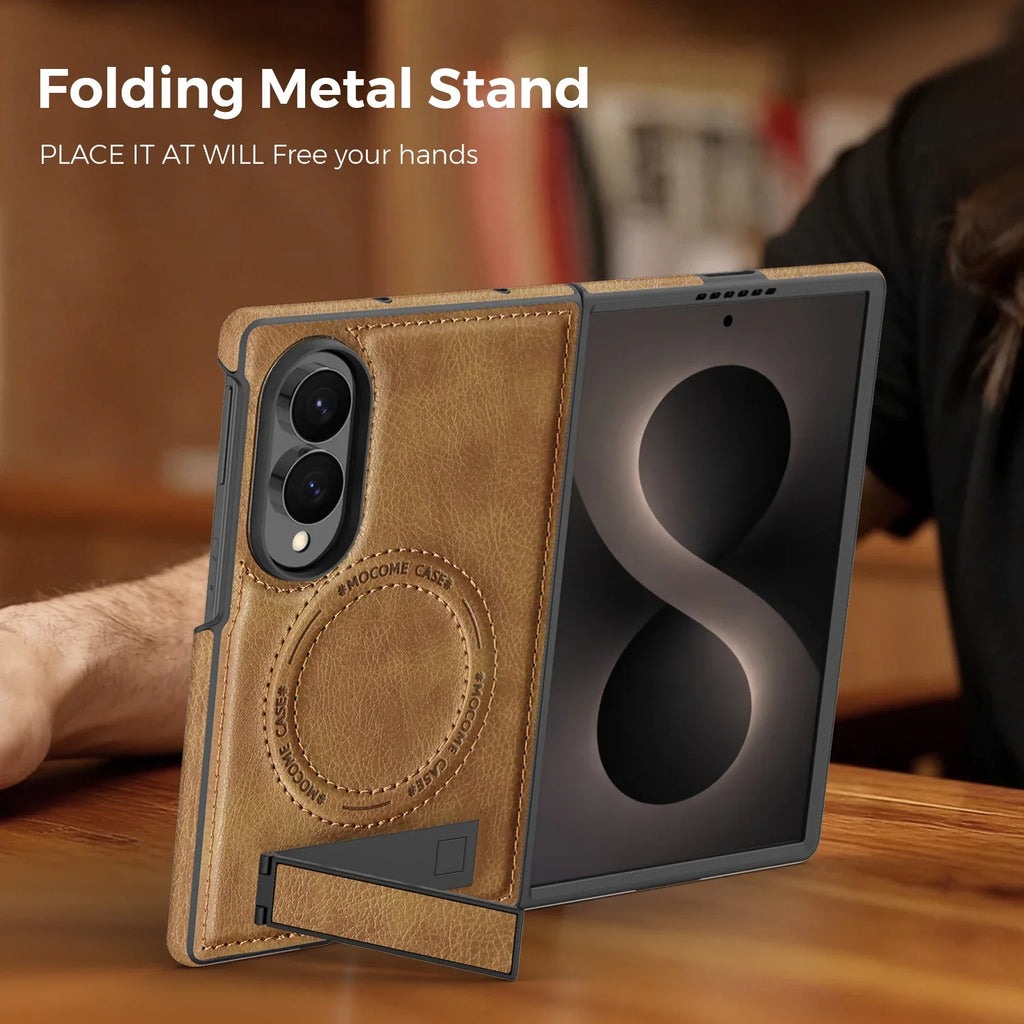 Magnetic Leather Kickstand Case For Galaxy Z Fold 8