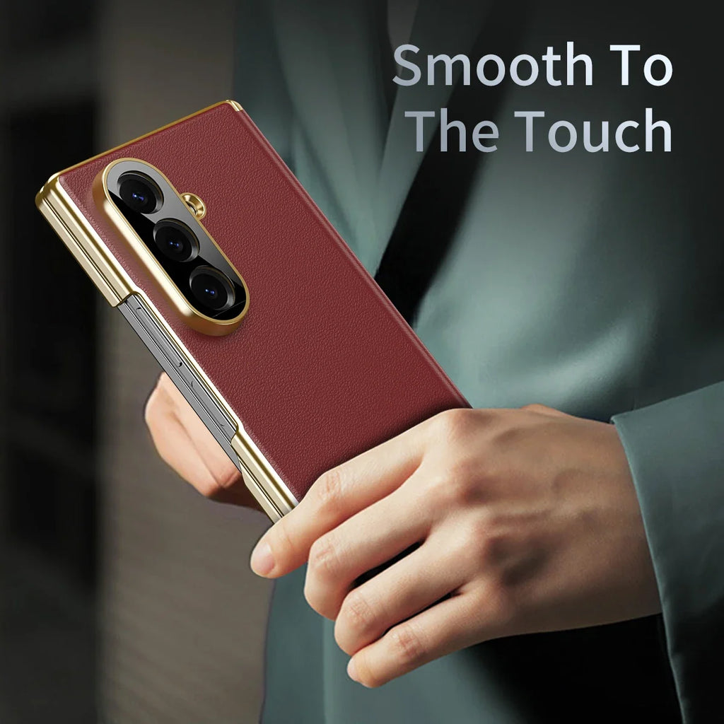 Leather Case with Hinge Protection for Galaxy Z Fold