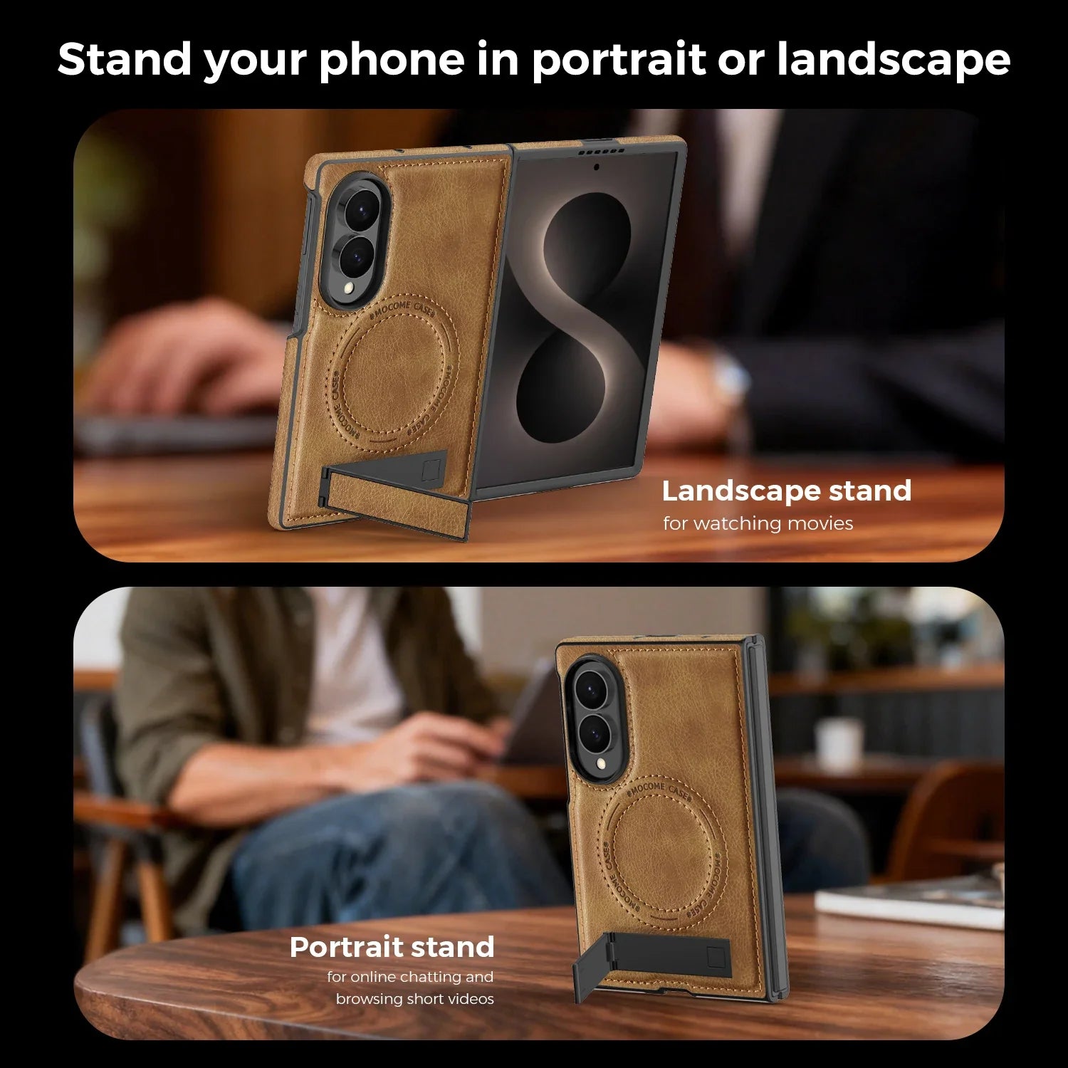 Magnetic Leather Kickstand Case For Galaxy Z Fold 8