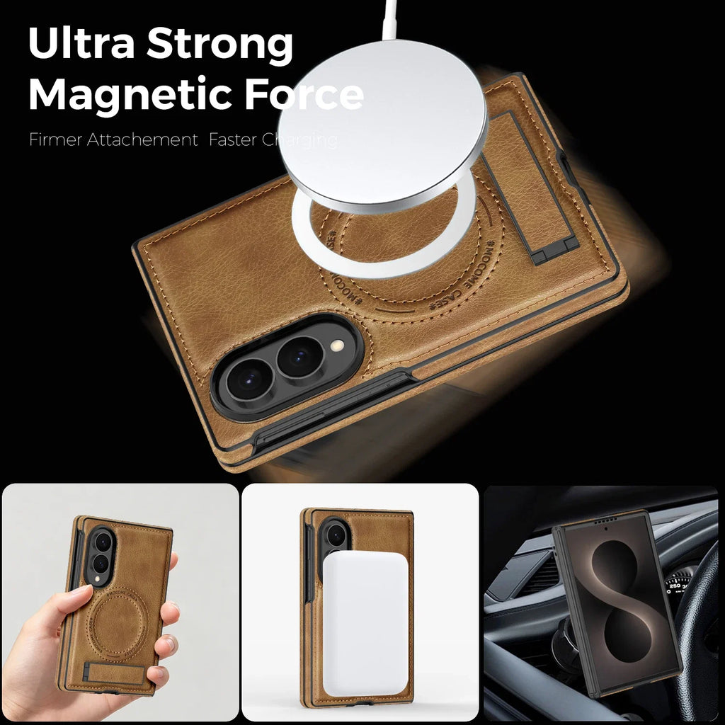 Magnetic Leather Kickstand Case For Galaxy Z Fold 8