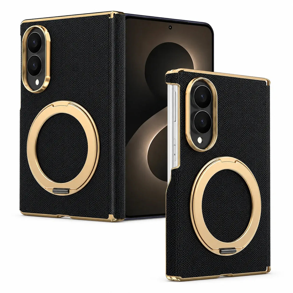 Luxury Leather Ring Stand Case For Galaxy Z Fold