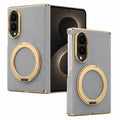 Luxury Leather Ring Stand Case For Galaxy Z Fold