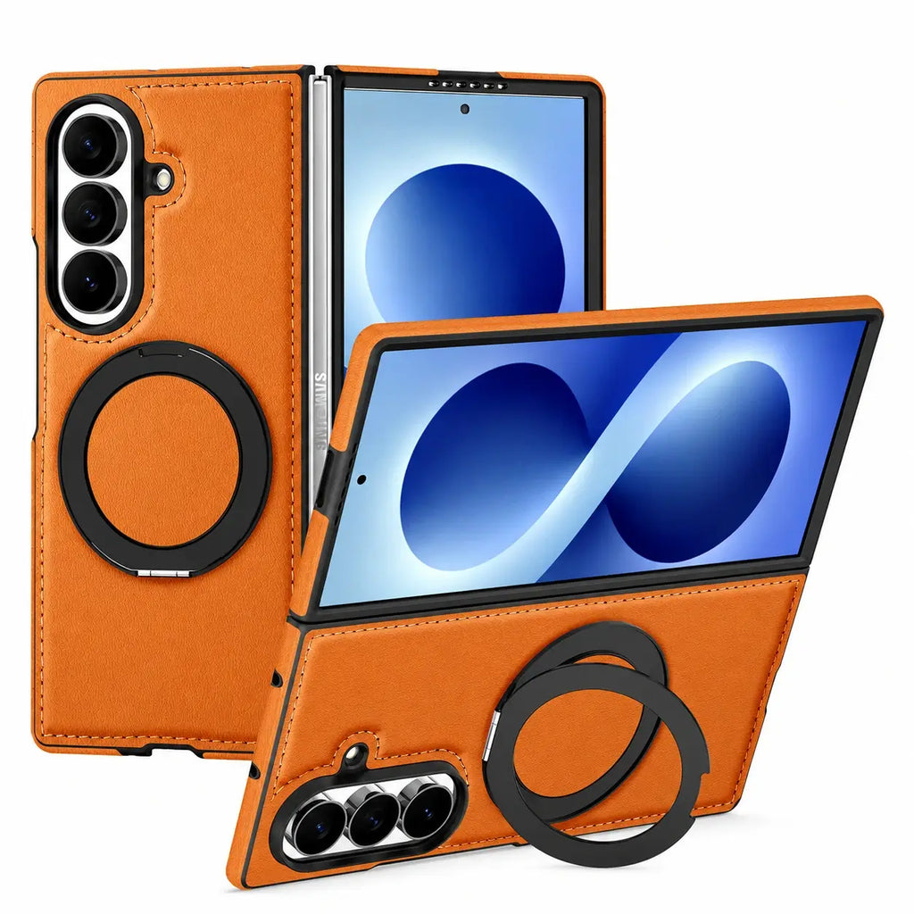 Leather Ring Stand Case For Galaxy Z Fold 8
